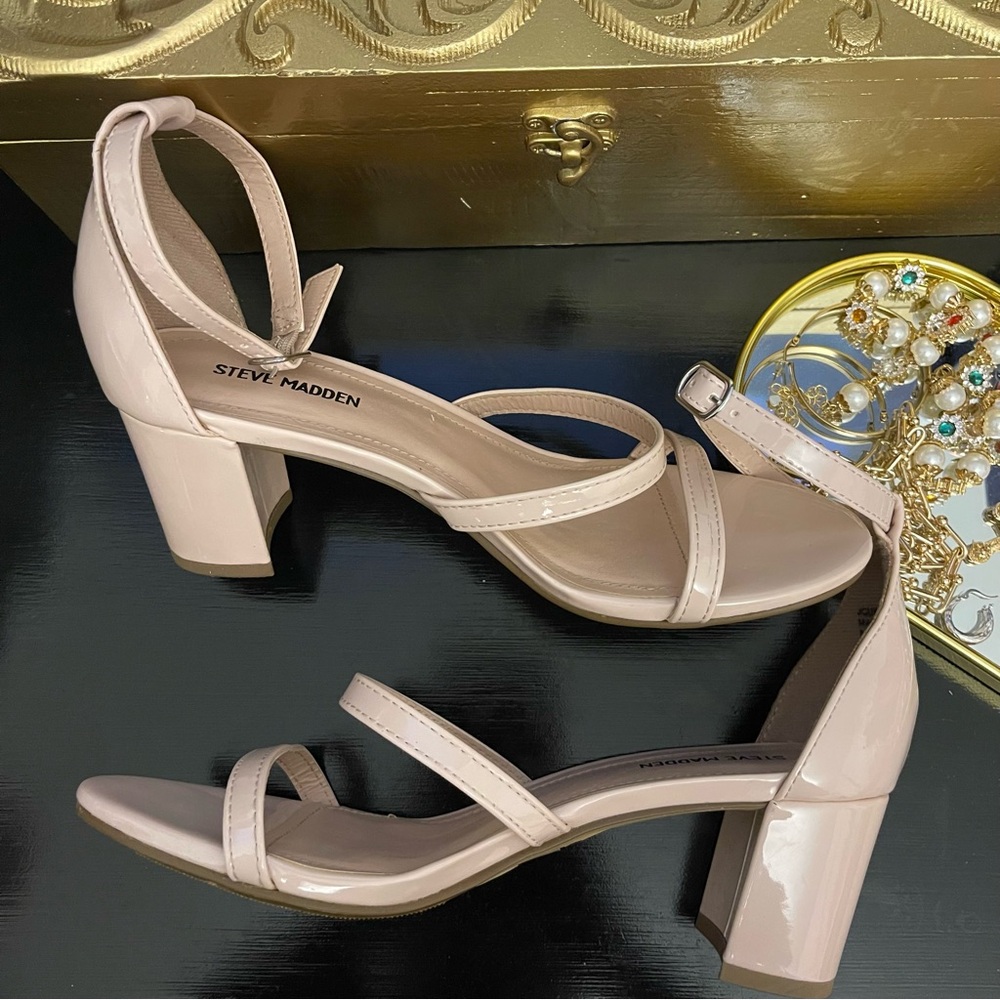 Steve Madden Blush Patent Block Heel Sandals